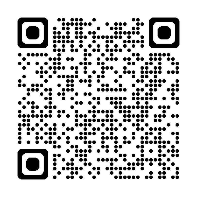 Un code QR composé de points noirs sur fond blanc, contenant des informations codées qui peuvent être lues à l'aide d'un smartphone ou d'un lecteur de codes QR. Le contenu précis du code QR n'est pas identifiable à l'œil nu.